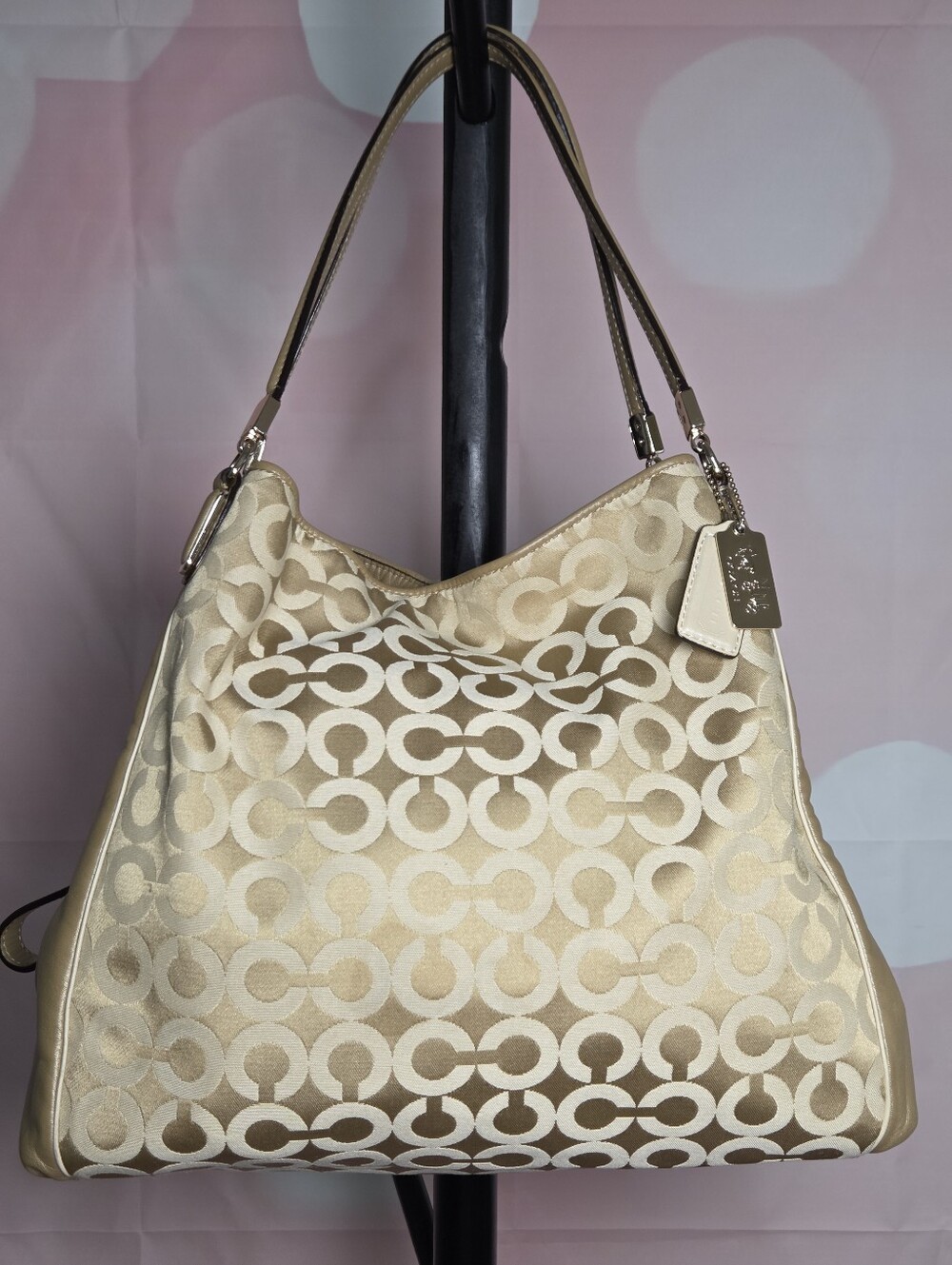 Coach Madison Op Art Sateen Gold Shoulder Bag W/ 2 Hangtags